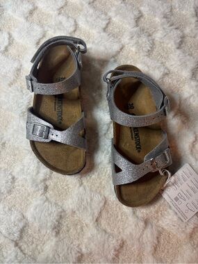 Birkenstock Girls Silver Glitter Rio Sandals size 12
